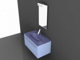 Blue small bathroom vanity 3d model preview