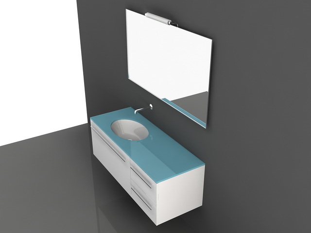 Blue and white bathroom vanity sets 3d rendering