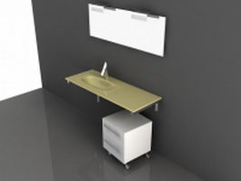 Countertop bathroom vanity with cabinet 3d model preview