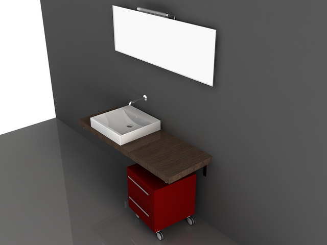 Bathroom vanity top with cabinet 3d rendering