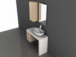 White bathroom vanity with shelf 3d model preview