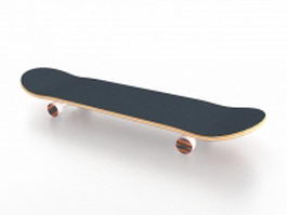 Black skateboard 3d model preview