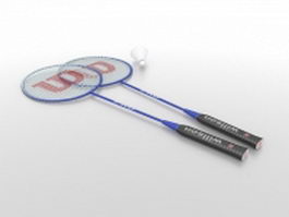 Badminton racket and birdie 3d model preview