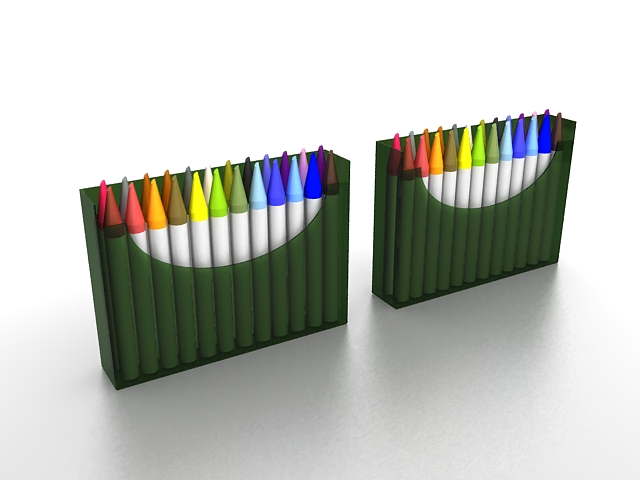 Watercolor brush pens 3d rendering