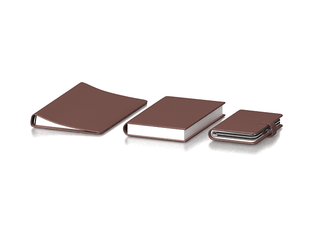 Leather notebook set 3d rendering