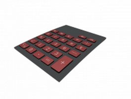 Calculator keyboard 3d model preview