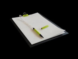 Notepad with pen 3d preview
