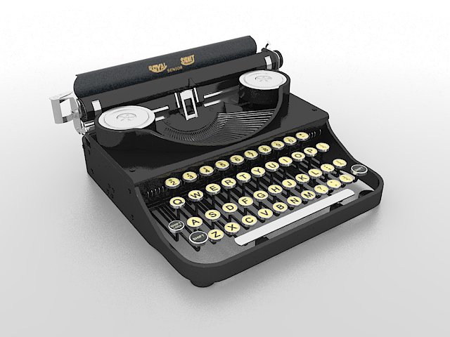 Old-fashioned typewriter 3d rendering