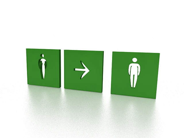 Office exit sign 3d rendering