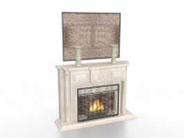 Carved fireplace with decorations 3d model preview