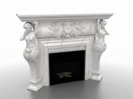 Roman sculpture fireplace 3d model preview