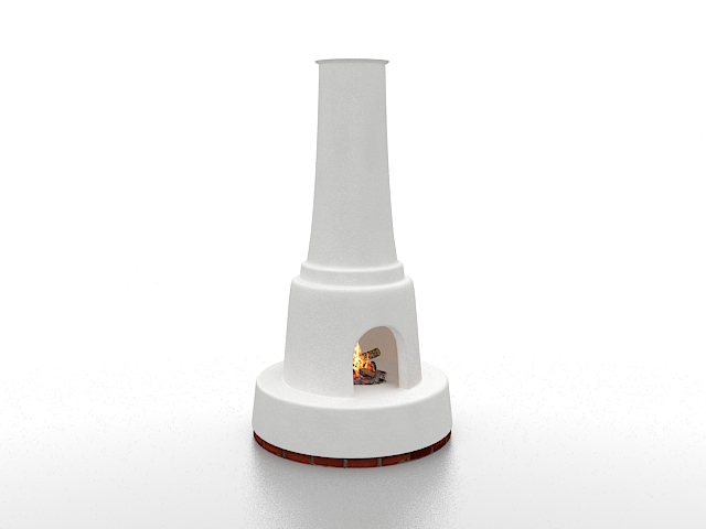 Fireplace with chimney 3d rendering