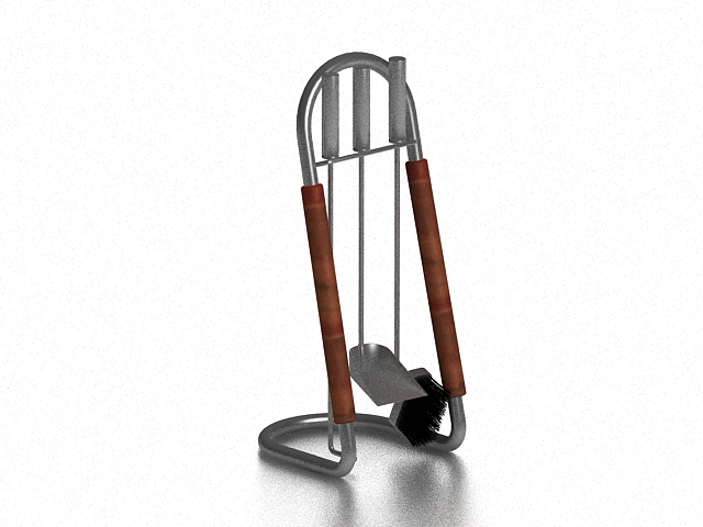 Fireplace tools and accessories 3d rendering