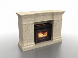 Gas marble fireplace 3d model preview