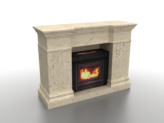 Gas marble fireplace 3d rendering