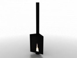 Corner fireplace with chimney 3d model preview