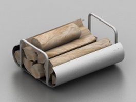 Wood fireplace log holder 3d model preview