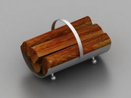 Modern fireplace wood holder 3d model preview