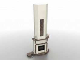 White fireplace with chimney 3d model preview