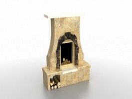 Wood burning fireplace 3d model preview