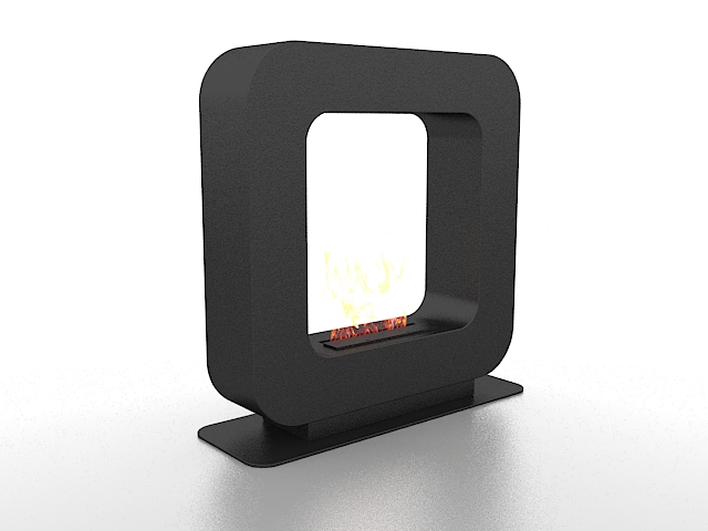 Free standing gas fireplace stove 3d rendering