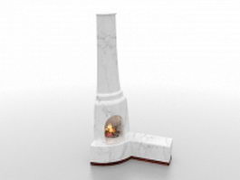 Corner fireplace 3d model preview