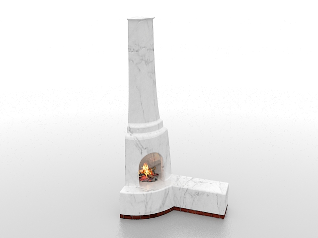 Corner fireplace 3d rendering