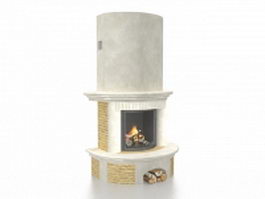 Creative brick fireplace 3d model preview