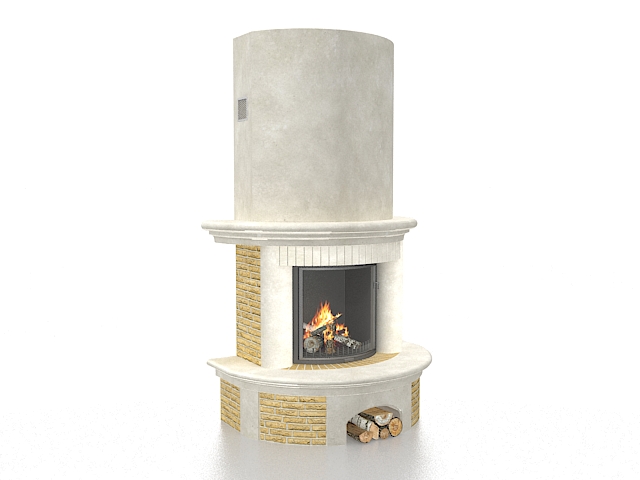 Creative brick fireplace 3d rendering