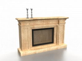 Fireplace with candlesticks 3d model preview