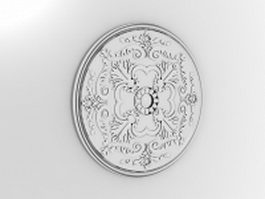 Decorative metal wall medallion 3d model preview