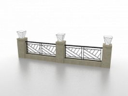 Garden railing fencing 3d model preview