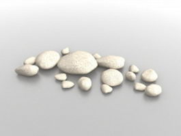 White garden rocks 3d model preview