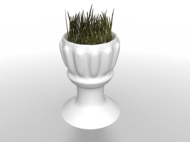 White urn planter 3d rendering