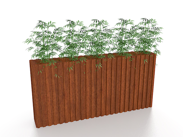 Bamboo in planter box 3d rendering