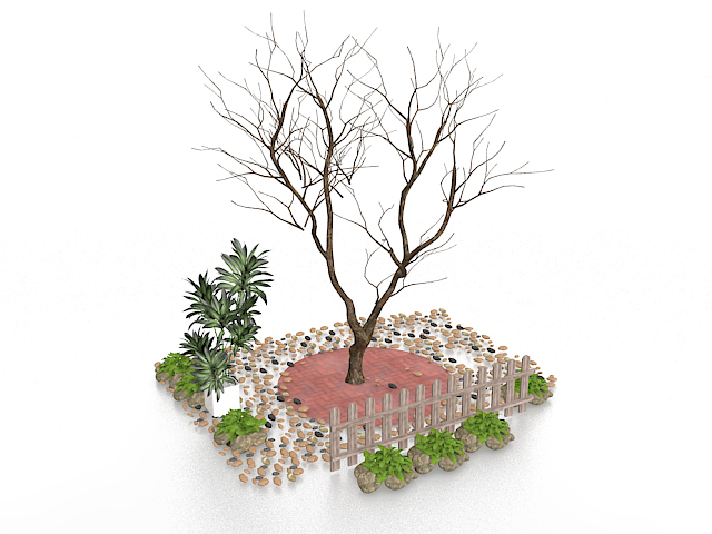Small garden planter element 3d rendering