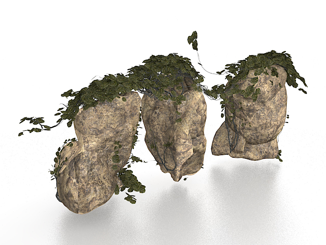 Large rocks for garden landscaping 3d rendering