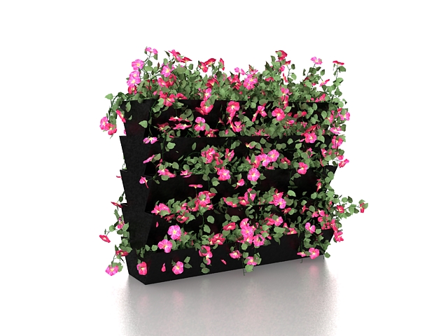 Flowering hedge plants 3d rendering
