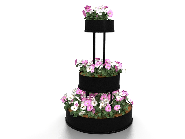 Round tiered flower bed 3d rendering