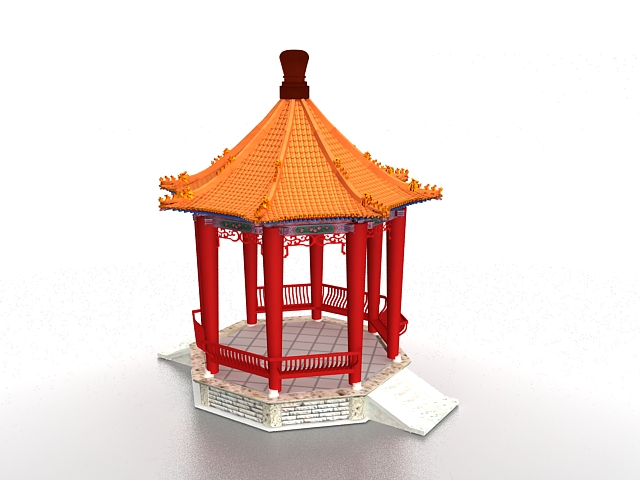 Chinese gazebo 3d rendering