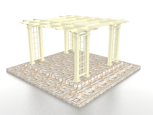 Brick base pergola 3d rendering