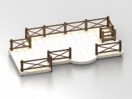 Pond deck with railing 3d model preview