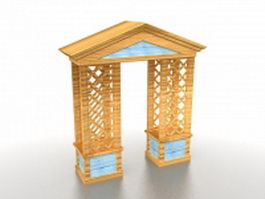 Wood arbor gate 3d model preview