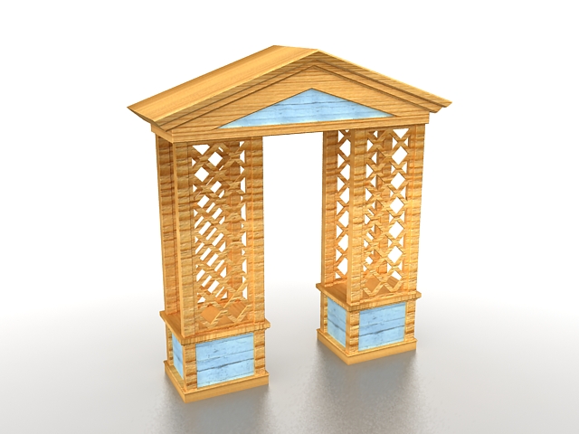 Wood arbor gate 3d rendering