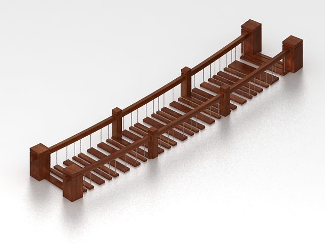 Wood drawbridge for garden 3d rendering