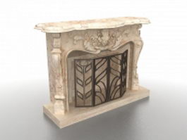 fireplace mantel with screen 3d model preview