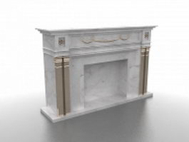 White fireplace mantel 3d model preview