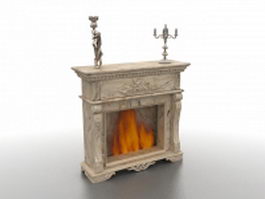 Antique fireplace 3d model preview