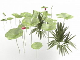 Lotus flower leaves 3d model preview