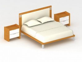Platform bed with nightstands 3d preview